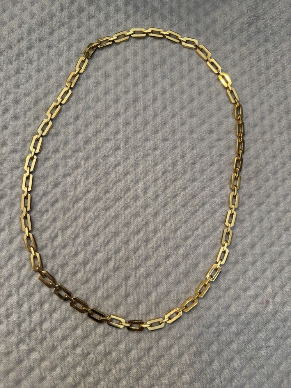 Vintage Gold Tone Heavy Chunky Rectangular Link Chain Necklace 16” Statement